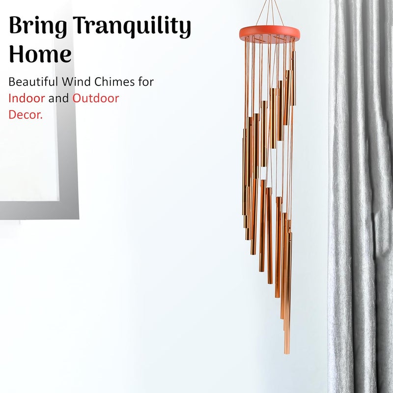 ZAICUS Wind Chimes for Balcony & Garden 27 Inch – Copper Finish Metal Hanging Windchime for Home Decoration, Gift Item - Image 2