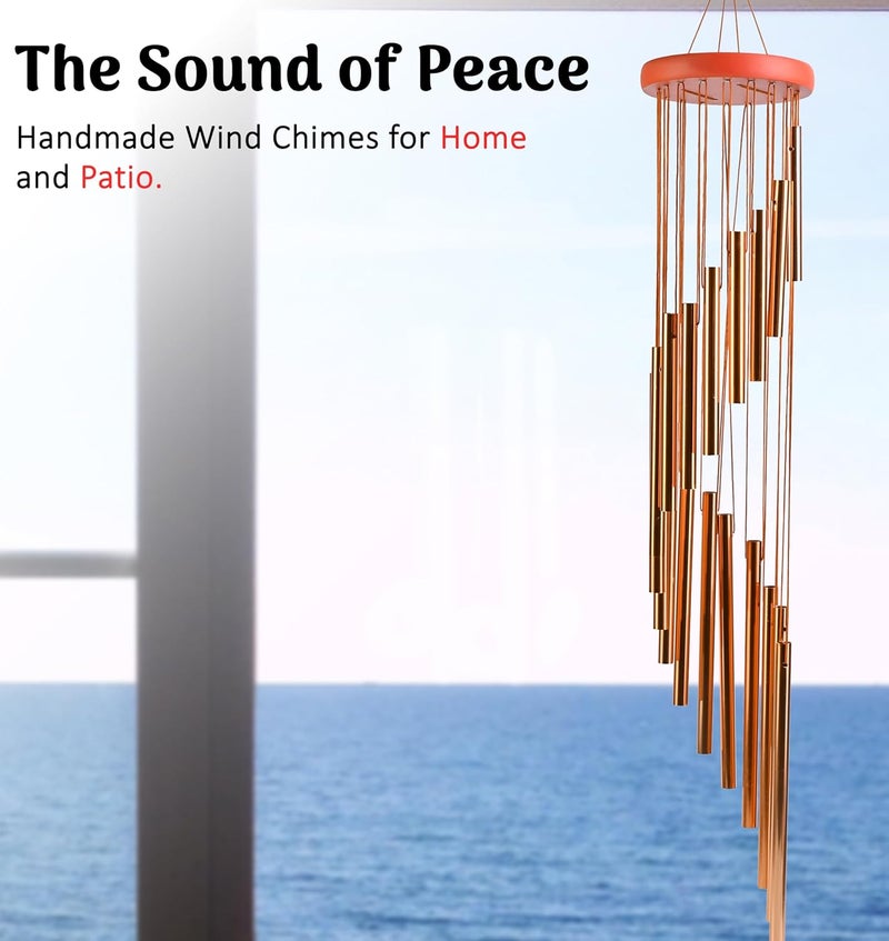 ZAICUS Wind Chimes for Balcony & Garden 27 Inch – Copper Finish Metal Hanging Windchime for Home Decoration, Gift Item - Image 5