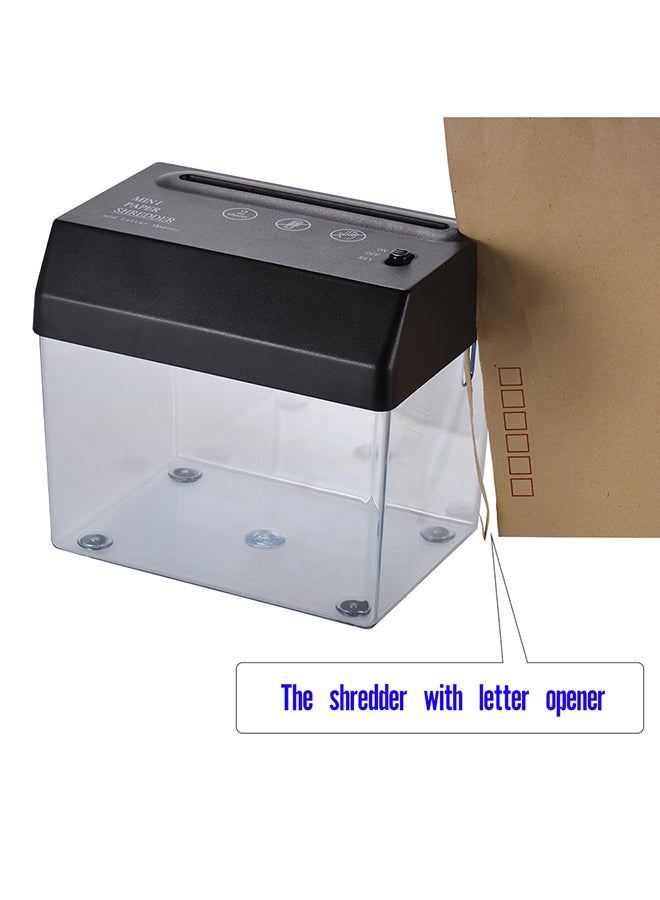Portable Paper Shredder Cutter With Letter Opener Black/Clear - Image 4