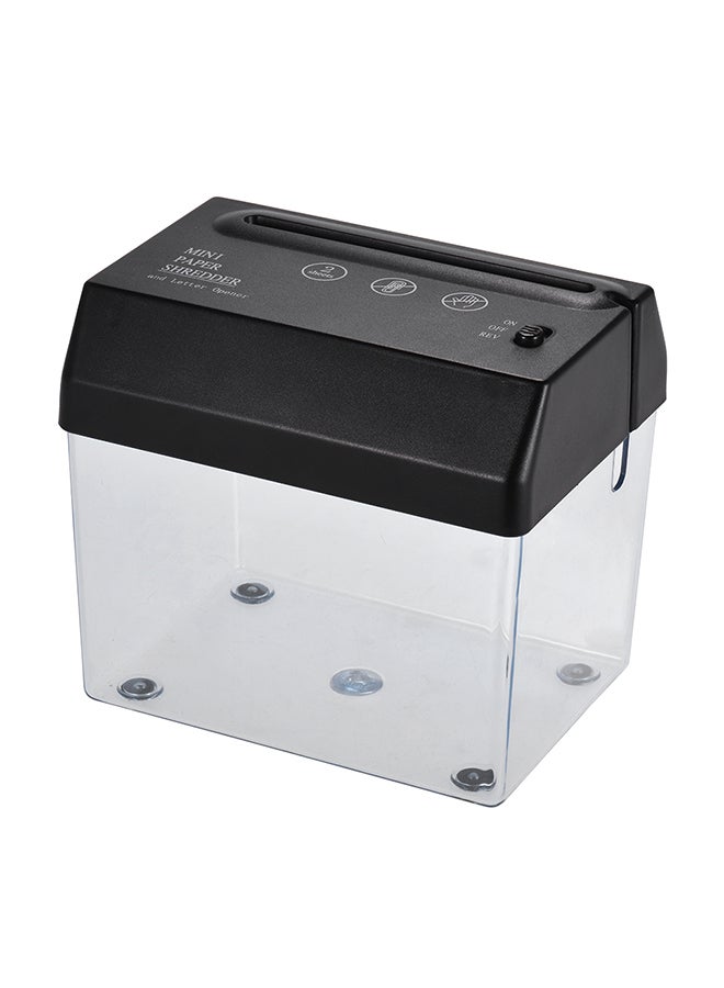 Portable Paper Shredder Cutter With Letter Opener Black/Clear - Image 1