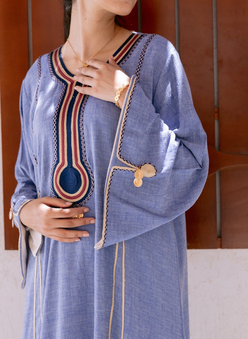 افندينا  جلابية كتان بأناقة طبيعية ولمسة عصرية - Image 1