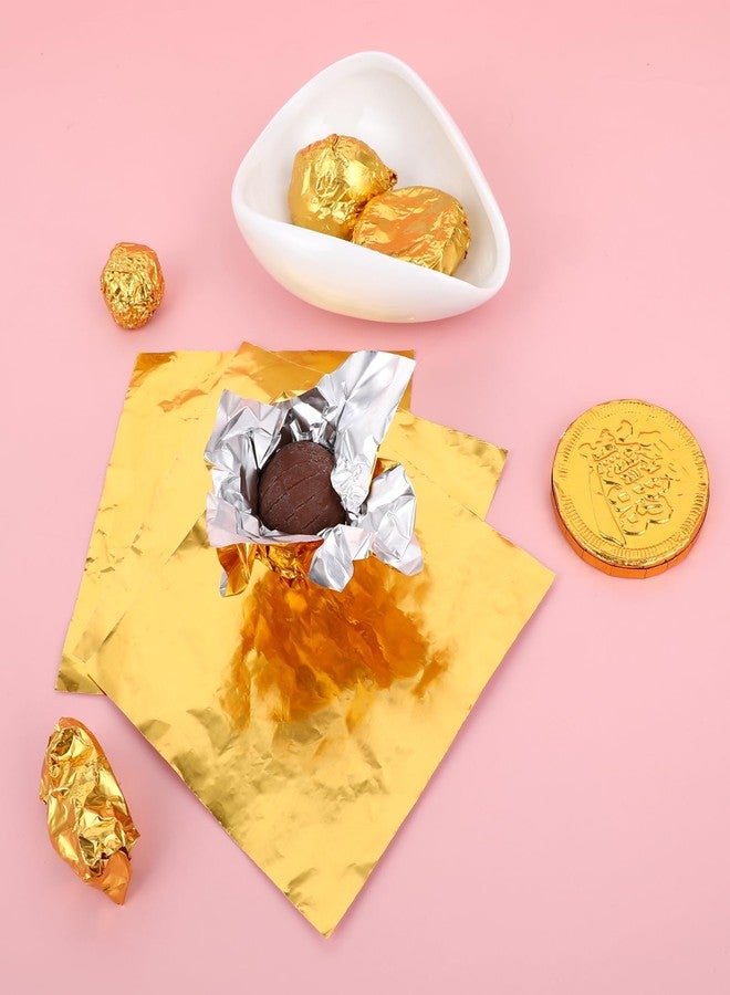 Aeaocvo 100 Pcs Gold Candy Wrappers Foil 4" x 4" Square Chocolate Wrappers, Aluminum Foil Candy Wrappers for Homemade Candy, Individual Chocolate Packaging for Valentine's Day Wedding Birthday - Image 4