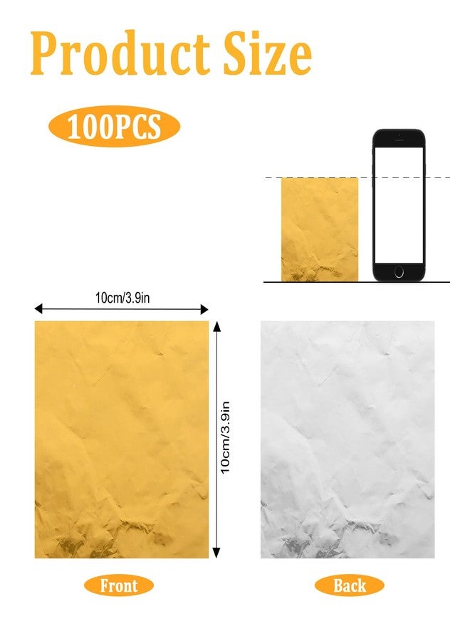 Aeaocvo 100 Pcs Gold Candy Wrappers Foil 4" x 4" Square Chocolate Wrappers, Aluminum Foil Candy Wrappers for Homemade Candy, Individual Chocolate Packaging for Valentine's Day Wedding Birthday - Image 2