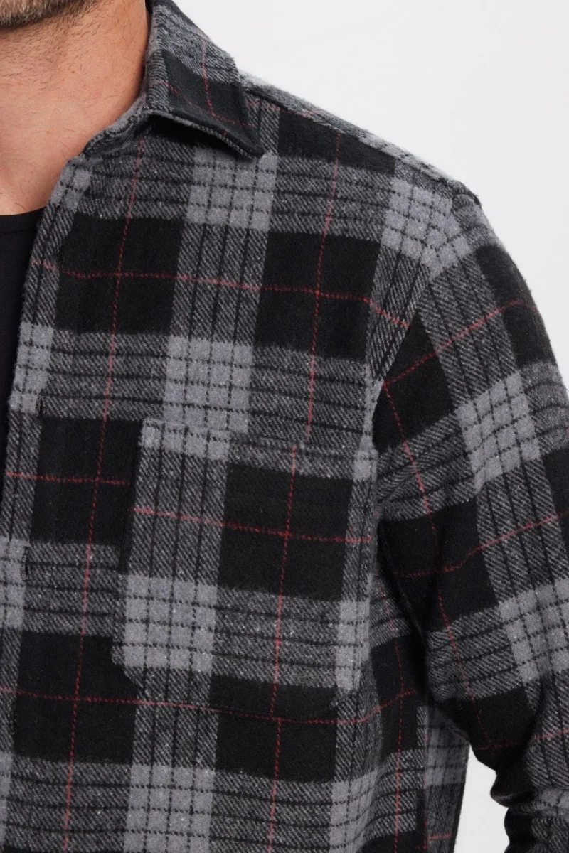تودورس Men's Classic Fit Regular Cut Single Pocket Checkered Winter Lumberjack Shirt