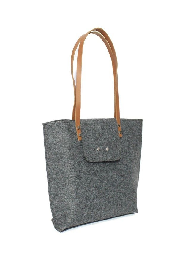 TIERNO Women's Handbag - Latest Stylish Design - Magnetic Button Closure - Polyester Felt (Dark Grey) - Image 2