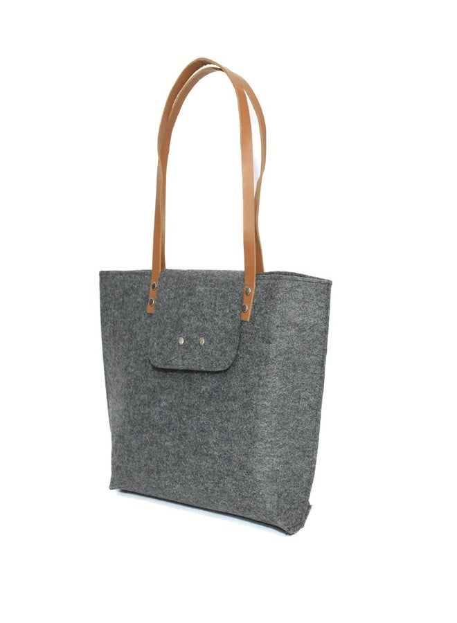 TIERNO Women's Handbag - Latest Stylish Design - Magnetic Button Closure - Polyester Felt (Dark Grey) - Image 3