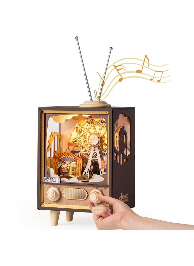 Robotime Wooden Music Box 3D Puzzles For Adults Diy Model Kits To Build Book Nook Hobby Personalized Crafts Gift Home Decoration (Sunset Carnival)  - Image 1