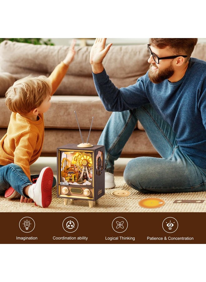 Robotime Wooden Music Box 3D Puzzles For Adults Diy Model Kits To Build Book Nook Hobby Personalized Crafts Gift Home Decoration (Sunset Carnival)  - Image 3