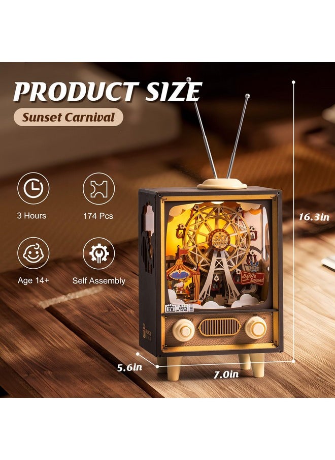 Robotime Wooden Music Box 3D Puzzles For Adults Diy Model Kits To Build Book Nook Hobby Personalized Crafts Gift Home Decoration (Sunset Carnival)  - Image 4