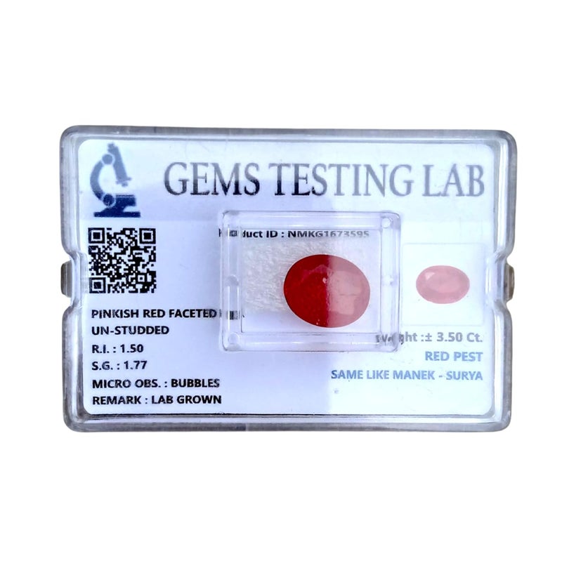 FLAIMYST 3.85 Ratti / 3.50 Carat Natural Burma Ruby (Manak) Gemstone | Original A++ Quality Red Stone | Certified with Lab Test Report & Guarantee Card | Loose Gem for Astrology Use | For Men & Women - Image 4