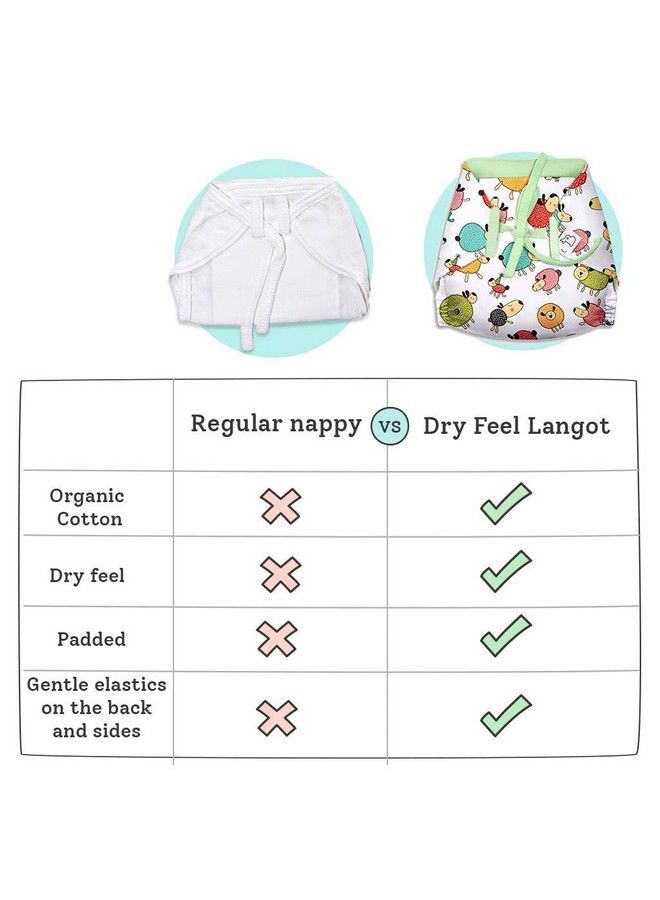 Superbottoms Dry Feel Langot Pack Of 6For Unisex Babyorganic Cotton Padded Nappy ; Langot With Gentle Elastics & A Superdryfeel Layer On Top (Size 0 (Fits 0 5 Kg) Day Dreamer) - Image 3