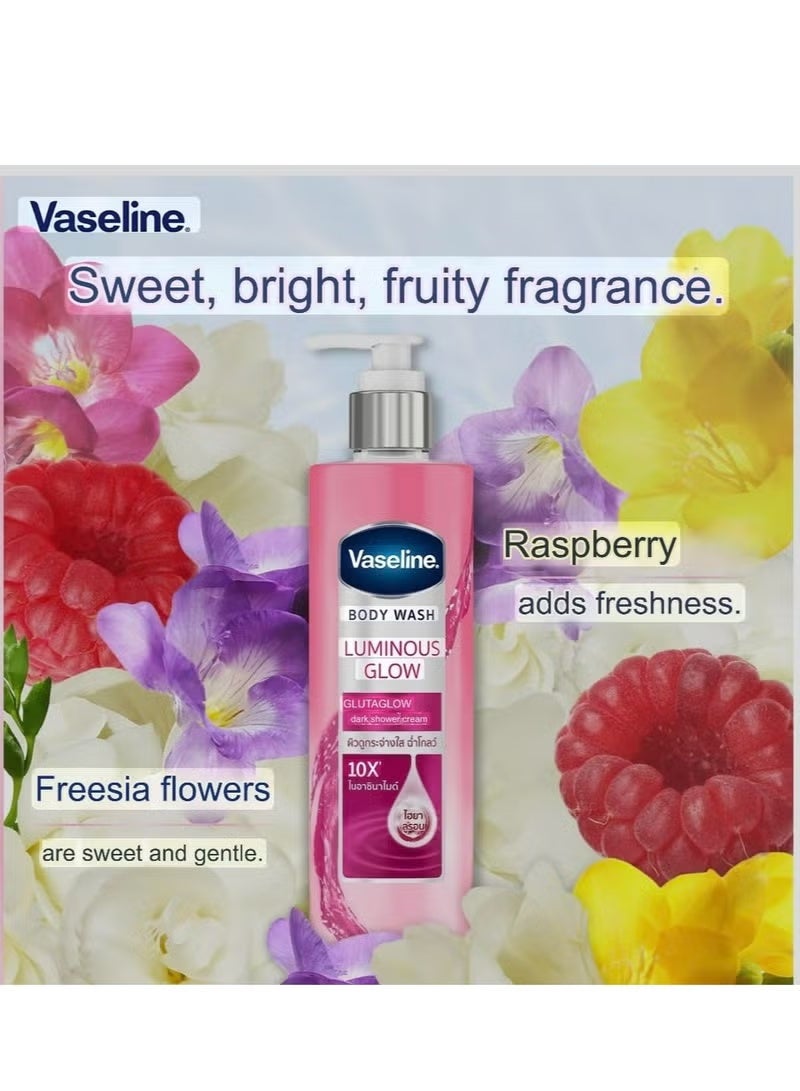 Vaseline Body Wash Luminous Glow Glutaglow Technology 10X Niacinamide Hyaluronic Acid Radiant Skin Fruity Fragrance 425 ML - Image 2
