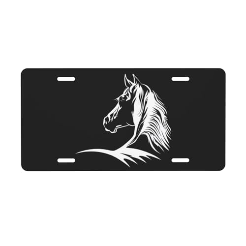 cfpolar Back View Horse License Plate Decorative Car Front License Plate Aluminum Novelty License Plates Vanity Tag Metal Car Plate for Women Men 6 X 12 Inch - Image 1
