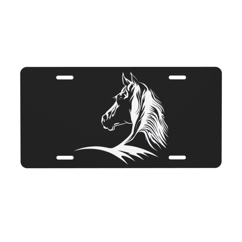 cfpolar Back View Horse License Plate Decorative Car Front License Plate Aluminum Novelty License Plates Vanity Tag Metal Car Plate for Women Men 6 X 12 Inch - Image 3