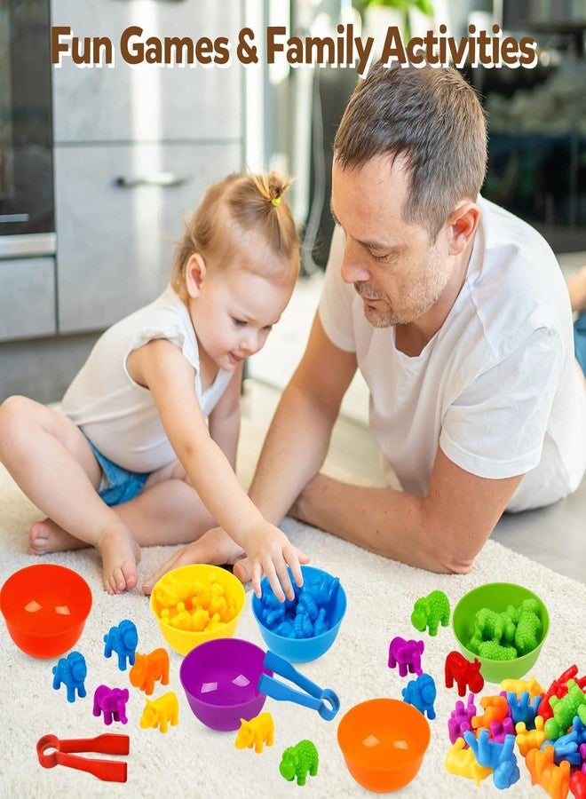 BeFunky Counting Toys Matching Game with Sorting Bowls, Color Classification and Sensory Montessori Educational Learning Toys Set Gift for Toddlers Preschool Aged 3+ Years Old Boys Girls (Zoo) - Image 2