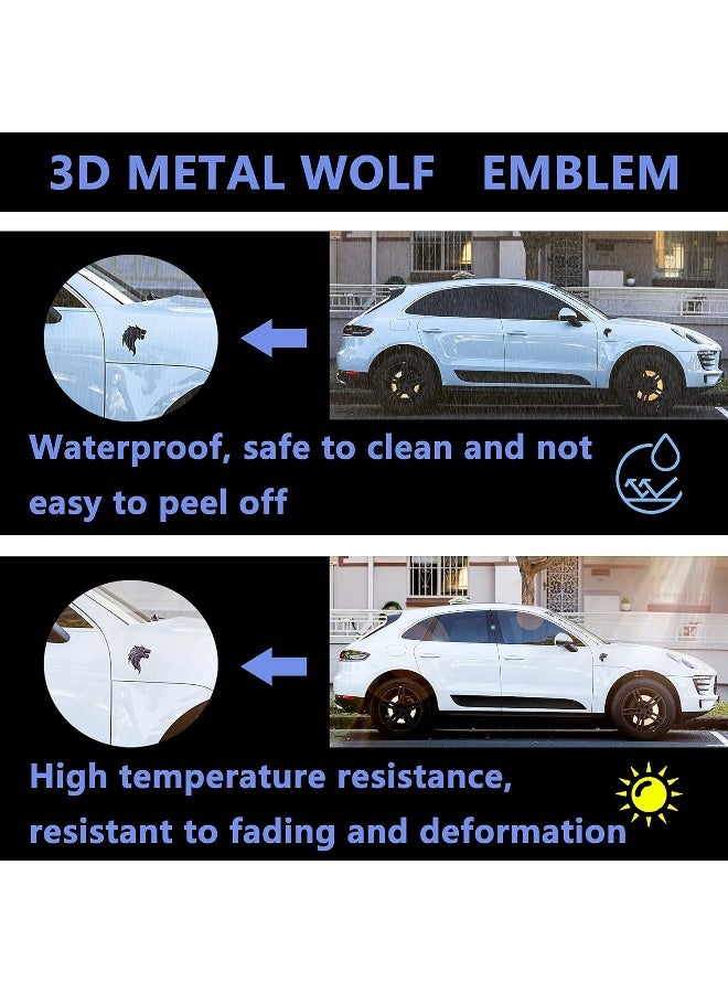 UpAuto 2pcs Cool Wolf Head Car Side/Rear/Front Decorations Badge Emblem 3D Self-Adhesive Nameplate Sticker for Car (Black) - Image 3