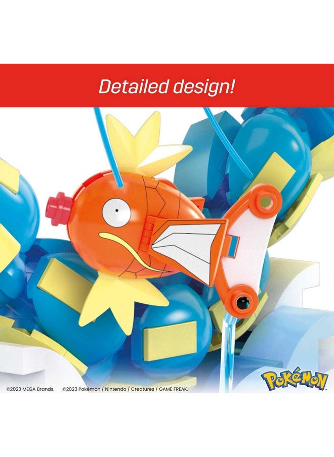 Mega Brands MEGA Pokemon Action Figure Building Set for Kids, Magikarp Development Set with 411 Pieces, Building Adjustable Gyarados, 20 Inch High, HNT95  - Image 5