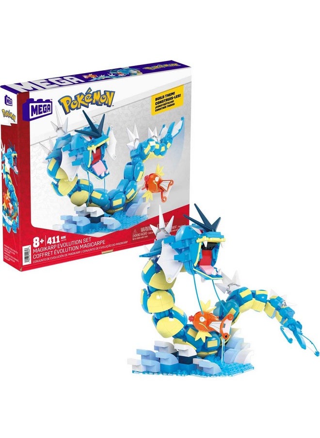 Mega Brands MEGA Pokemon Action Figure Building Set for Kids, Magikarp Development Set with 411 Pieces, Building Adjustable Gyarados, 20 Inch High, HNT95  - Image 1