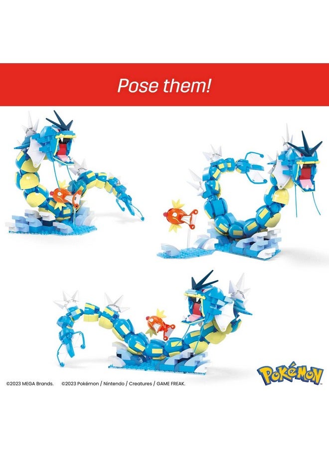 Mega Brands MEGA Pokemon Action Figure Building Set for Kids, Magikarp Development Set with 411 Pieces, Building Adjustable Gyarados, 20 Inch High, HNT95  - Image 4