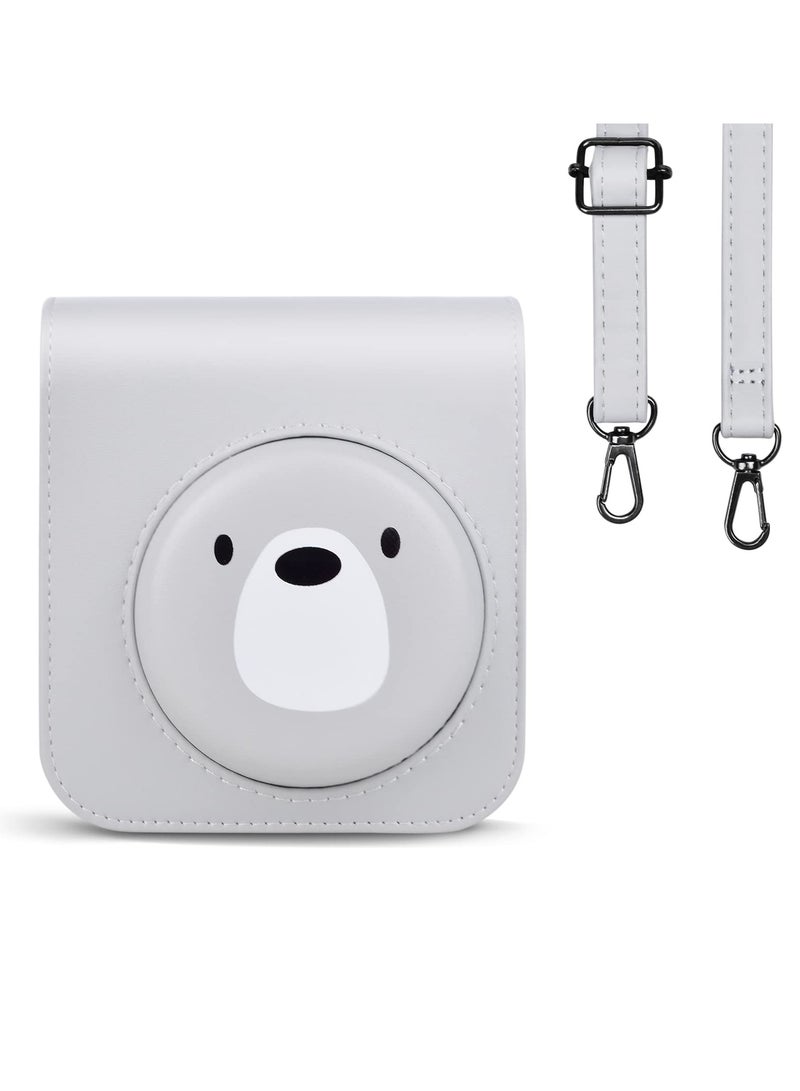 Case for Fuji Instax Mini 12/Polaroid Mini 12, PU Leather Protective Case for Fujifilm Instax Mini 12 Instant Camera, Removable Case with Adjustable Shoulder Strap