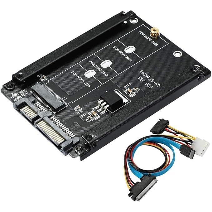 rayihni SATA SSD TO 2.5 INCH SATA ADAPTER ENCLOSURE, DUAL B KEY M.2 SSD III 6GB/S CONVERTER CARD, M2 HARD DRIVE ADAPTER SUPPORT NGFF M2 2280, 2260, 2242, 2230 (ONLY FOR M.2-SATA SSD) - Image 1
