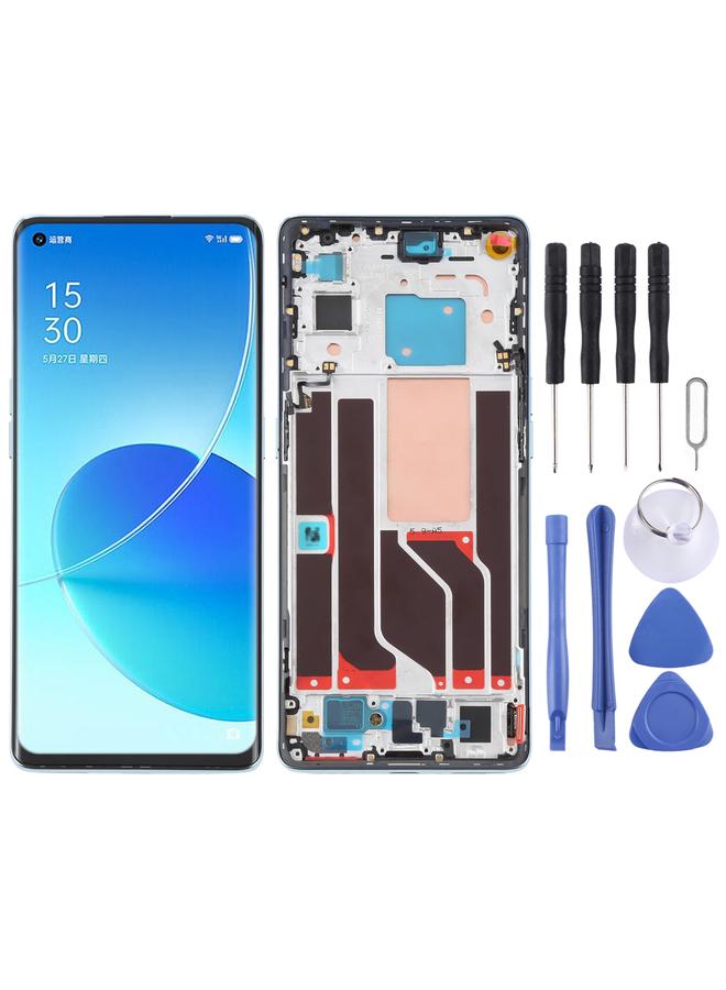 erorex Replacement Original LCD Screen and Digitizer Full Assembly with Frame For OPPO Reno6 Pro 5G PEPM00 CPH2249 Green - Image 1