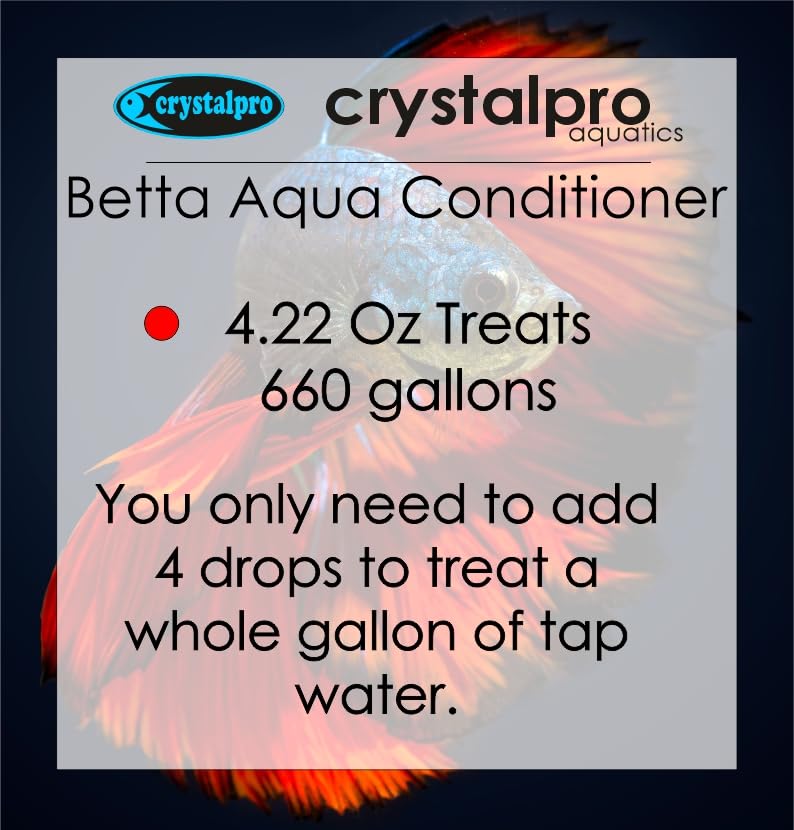 Crystalpro Betta Water Conditioner Treats 660 Gallons - Concentrated Betta Fish Water Conditioner Neutralizes Chlorine and Ammonia (4.2 Oz-125 ml) - Image 1