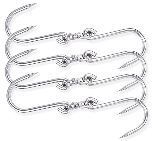 Alele 4 Packs Swiveling Meat Hook, Heavy Duty Stainless Steel Processing Butcher Hooks - Large Fish,Hunting,Carcass Hanging Hook - Image 1