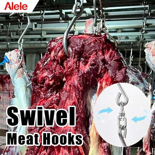 Alele 4 Packs Swiveling Meat Hook, Heavy Duty Stainless Steel Processing Butcher Hooks - Large Fish,Hunting,Carcass Hanging Hook - Image 2