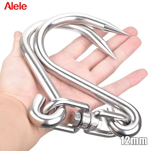 Alele 4 Packs Swiveling Meat Hook, Heavy Duty Stainless Steel Processing Butcher Hooks - Large Fish,Hunting,Carcass Hanging Hook - Image 3