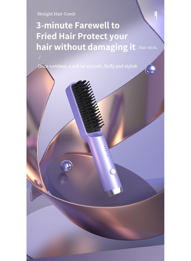 Cordless Hair Straightener Brush,Portable negative ion hair straightener, inner buckle and outer flip hair straightener for Women, Anti-Scald hair straightener - Image 2