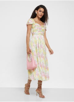 Little Mistress Jackson Blossom Pleated Belted Maxi Dress  - Image 1