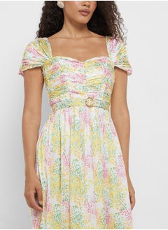 Little Mistress Jackson Blossom Pleated Belted Maxi Dress  - Image 3