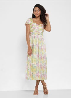 Little Mistress Jackson Blossom Pleated Belted Maxi Dress  - Image 4
