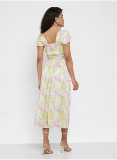 Little Mistress Jackson Blossom Pleated Belted Maxi Dress  - Image 2