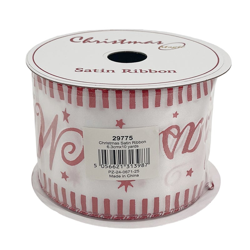 CHRISTMAS MAGIC Christmas Satin Ribbon Red 6.3cmx10 yards - Image 4
