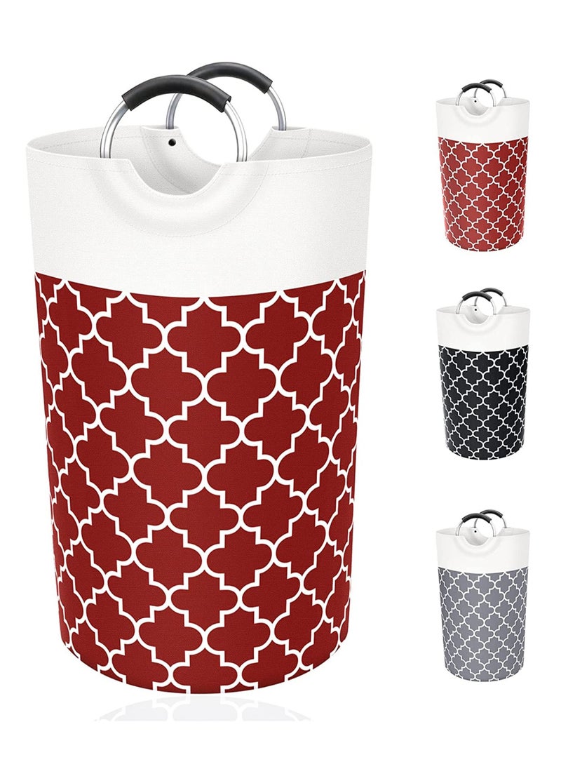 Swift - Large Laundry Basket Laundry Hamper Bag Washing Bin Clothes Bag Collapsible Tall with Handles Waterproof Travel Bathroom College Essentials Storage for College Dorm, Family, Red - Image 1