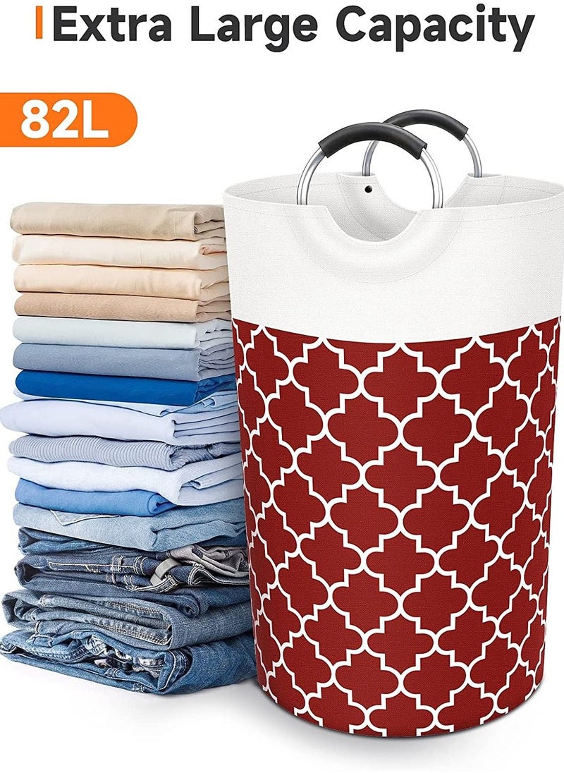 Swift - Large Laundry Basket Laundry Hamper Bag Washing Bin Clothes Bag Collapsible Tall with Handles Waterproof Travel Bathroom College Essentials Storage for College Dorm, Family, Red - Image 1
