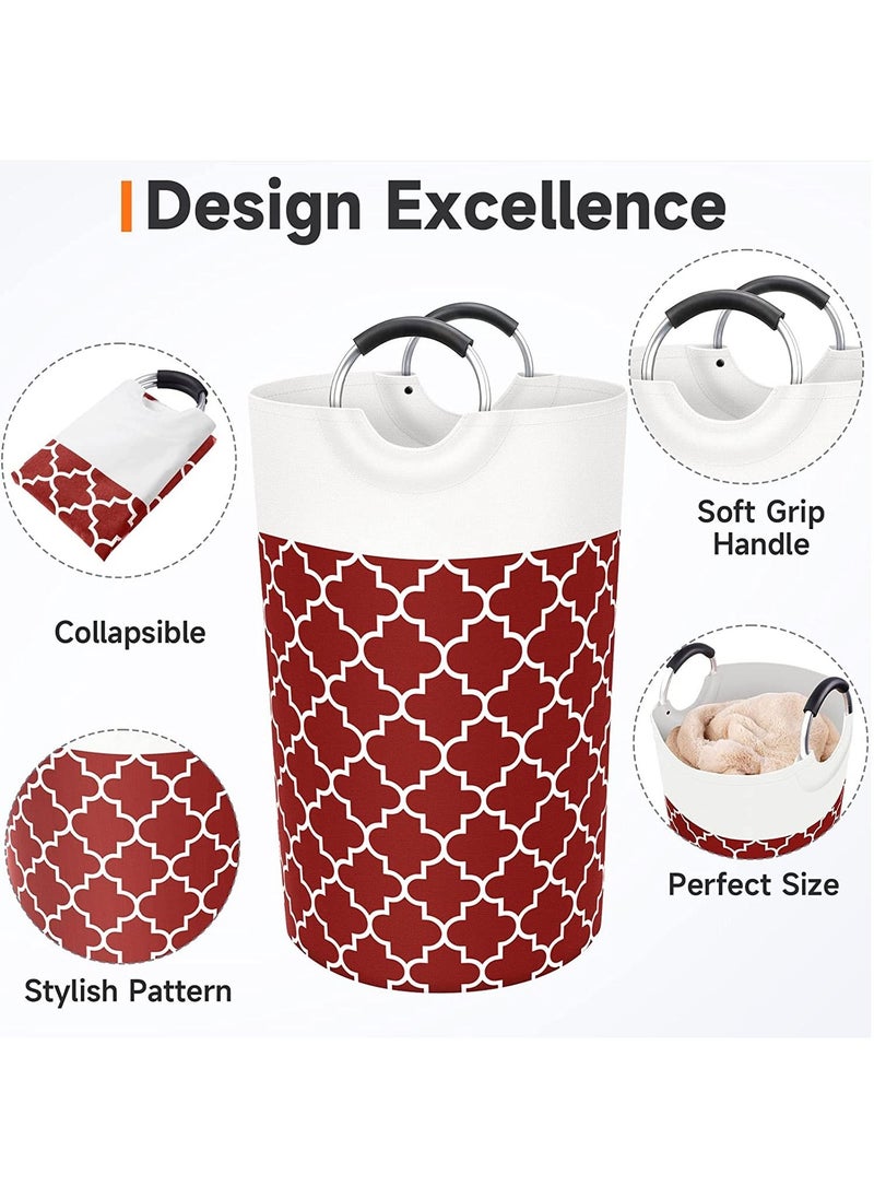 Swift - Large Laundry Basket Laundry Hamper Bag Washing Bin Clothes Bag Collapsible Tall with Handles Waterproof Travel Bathroom College Essentials Storage for College Dorm, Family, Red - Image 1