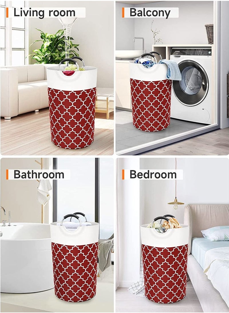 Swift - Large Laundry Basket Laundry Hamper Bag Washing Bin Clothes Bag Collapsible Tall with Handles Waterproof Travel Bathroom College Essentials Storage for College Dorm, Family, Red - Image 1
