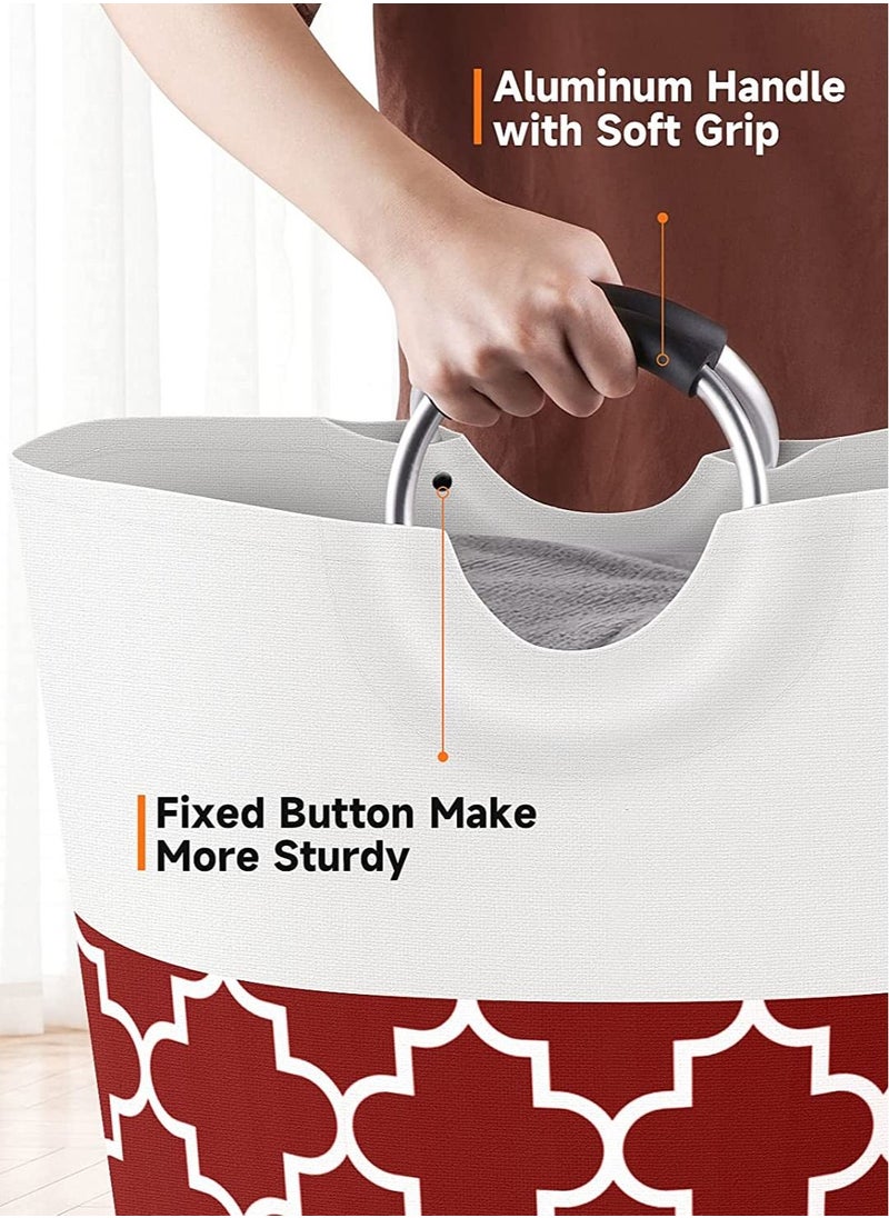 Swift - Large Laundry Basket Laundry Hamper Bag Washing Bin Clothes Bag Collapsible Tall with Handles Waterproof Travel Bathroom College Essentials Storage for College Dorm, Family, Red - Image 1