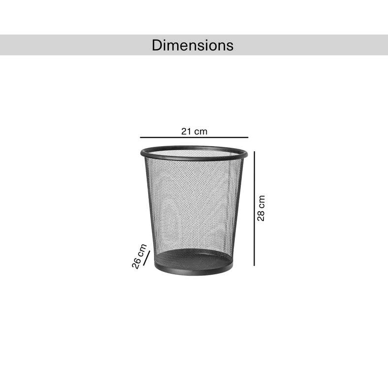 Pan Home Metal Waste Bin 12L - Black - Image 5
