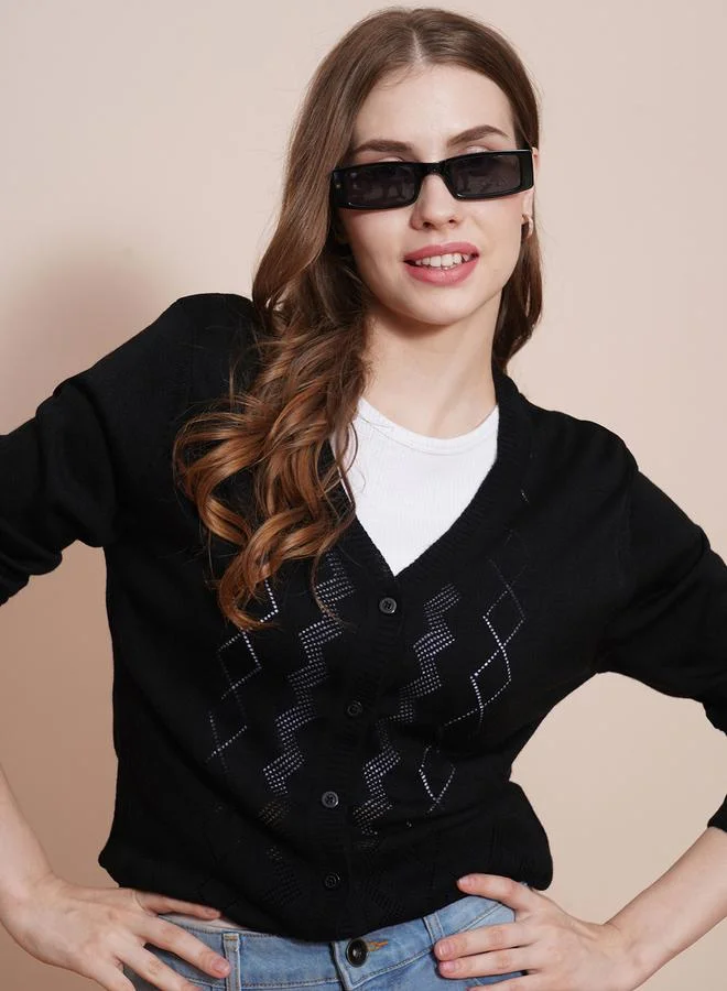 جلو باص سويتر كارديجان بحافة مضلعة