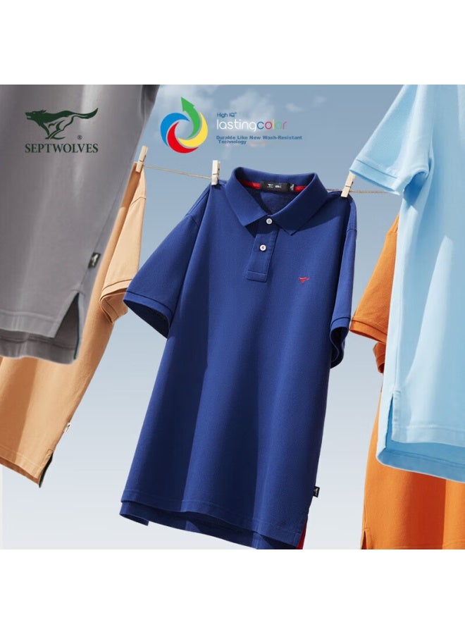 Septwolves Men's Short-sleeve T-shirt, Turn-down Collar, Cool-feeling, Antibacterial, Color-fast, Business Casual, Solid Color, Multi-color Polo - Image 2