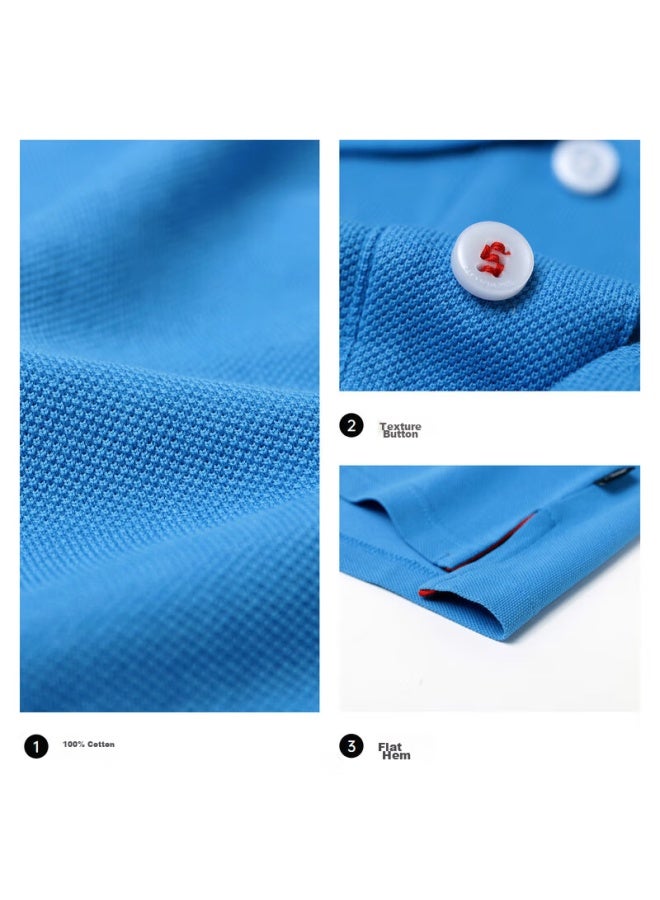 Septwolves Men's Short-sleeve T-shirt, Turn-down Collar, Cool-feeling, Antibacterial, Color-fast, Business Casual, Solid Color, Multi-color Polo - Image 4