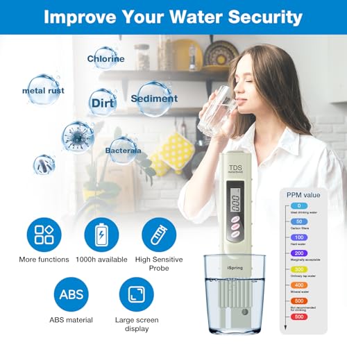 iSpring TDS 3-Button Digital Water Quality Test Meter with Temperature Test Function - Image 5