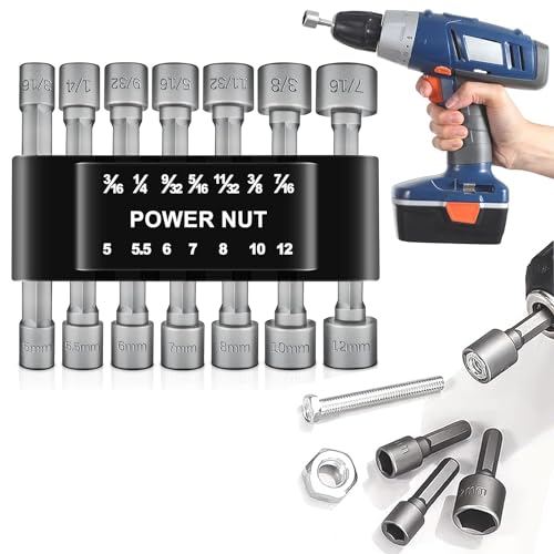 Kliffoo 14 Piece Power Nuts Driver Drill Bit Socket Wrench Tools Set,1/4 inch Hex Shank Nut Driver Socket Wrench Tools,Electric Screwdriver Wrench Nut setter Set,Drill Chuck Adapter For drill machine - Image 2