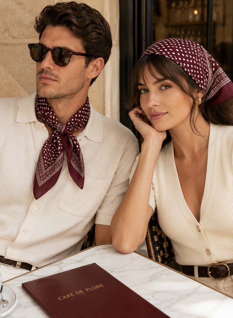 Bandana, Multipurpose Head Scarf, Neck Wrap, Face Cover, Handkerchief, Unisex, Burgundy - Image 1