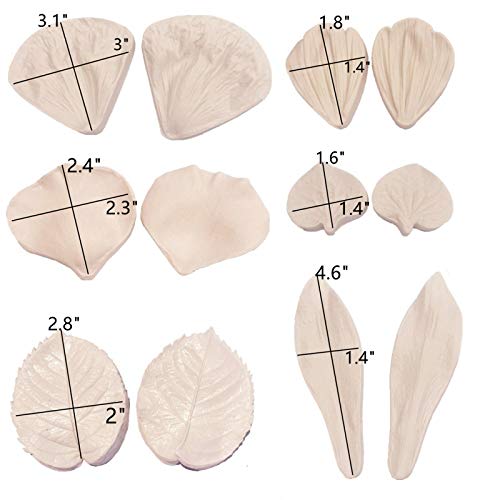 kulepin 6set Gum Paste Flowers Mold,Fondant Silicone Veining Mold,Sugarcraft Flower Making Tools for Peony Rose Lily Daisy Hydrangea Flower and Leaves Fondant Cake Decorating - Image 5