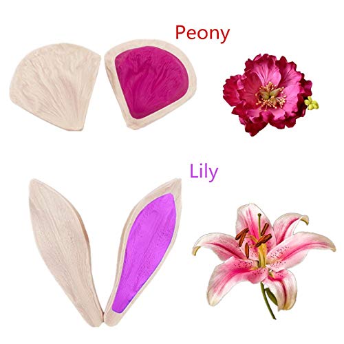 kulepin 6set Gum Paste Flowers Mold,Fondant Silicone Veining Mold,Sugarcraft Flower Making Tools for Peony Rose Lily Daisy Hydrangea Flower and Leaves Fondant Cake Decorating - Image 2